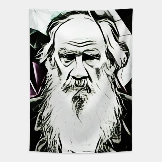 Leo Tolstoy Black and White Portrait | Leo Tolstoy Artwork 5 Tapestry by JustLit