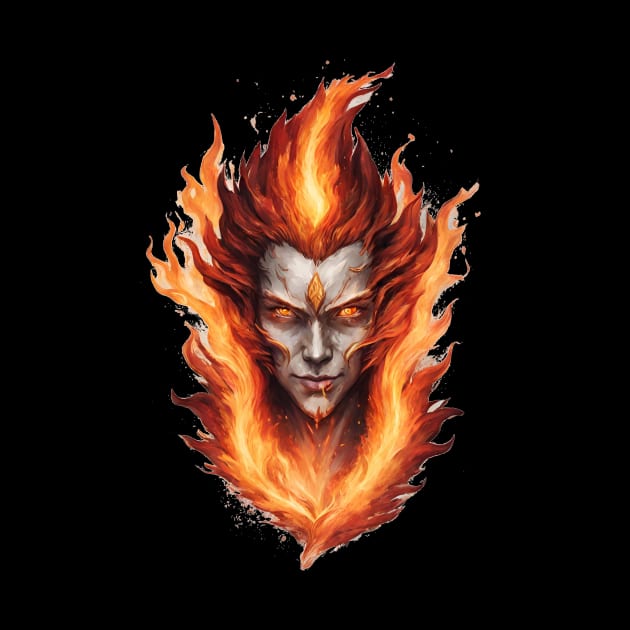 Face in the flames by Jolyful Drawing