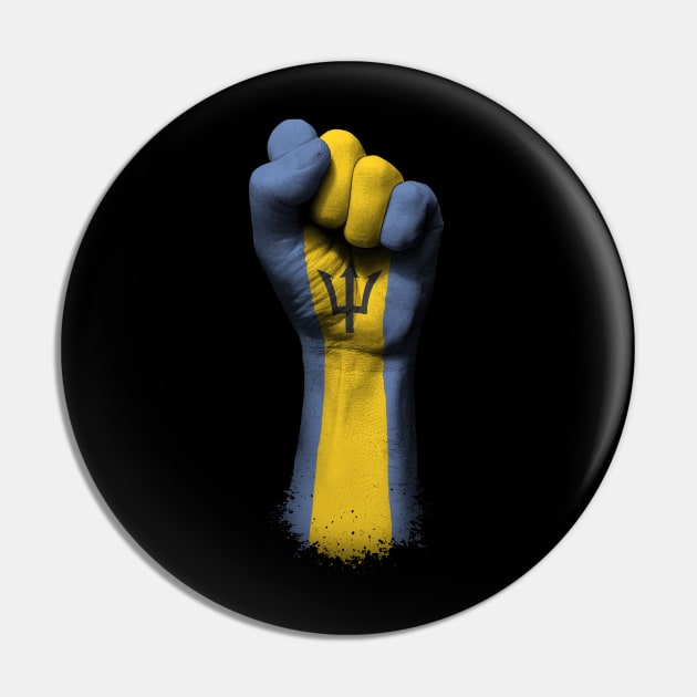 Flag of Barbados on a Raised Clenched Fist Pin by jeffbartels