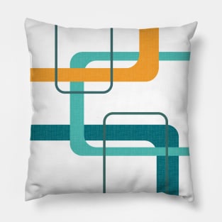 Retro Mid Century Atomic Age 23 Teal, Orange Pillow