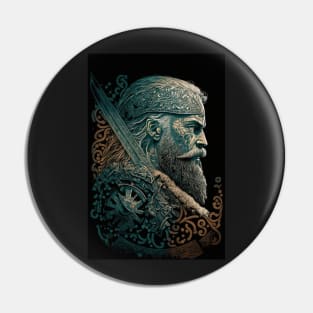 Eternal Champion: A Celtic Warrior Vector Graphic Pin