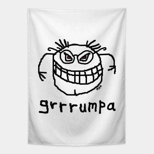 grrrumpa - black outline Tapestry by RawSunArt