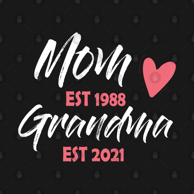 Mom Est 1988 Grandma Est 2021 Mothers Day Gift by Abderrahmaneelh