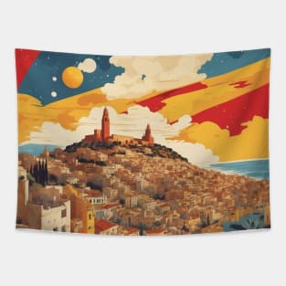 Ibiza Spain Starry Night Travel Tourism Retro Vintage Art Tapestry