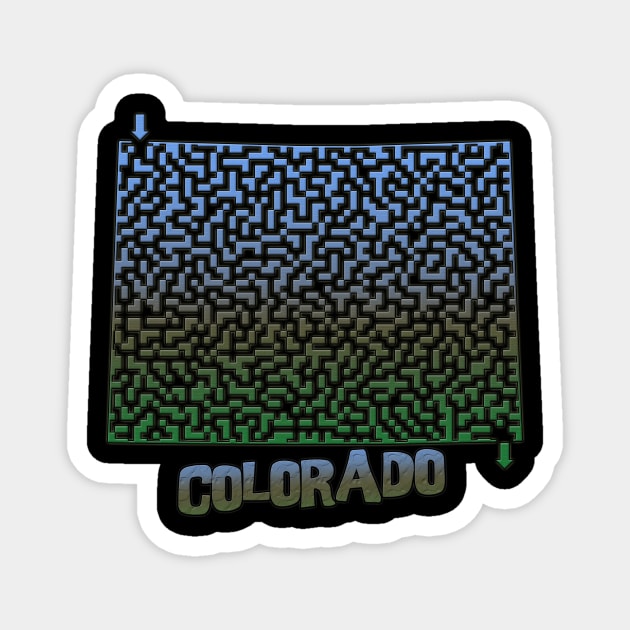 Colorado State Outline Mountain Themed Maze & Labyrinth Magnet by gorff