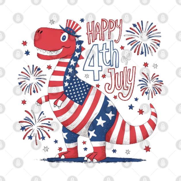 T-rex independence day 4th July | Happy Birthday America by Aldrvnd