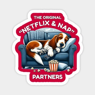 Basset Hounds - The Original 'Netflix and Nap' Partners Magnet
