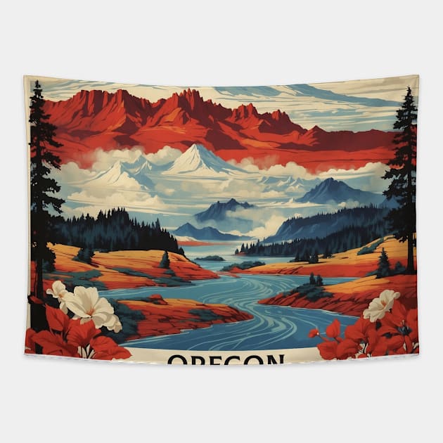 Oregon United States of America Tourism Vintage Tapestry by TravelersGems