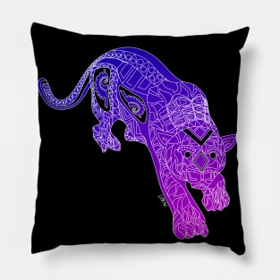 the tiger in a crown in mexican pattern ecopop Pillow