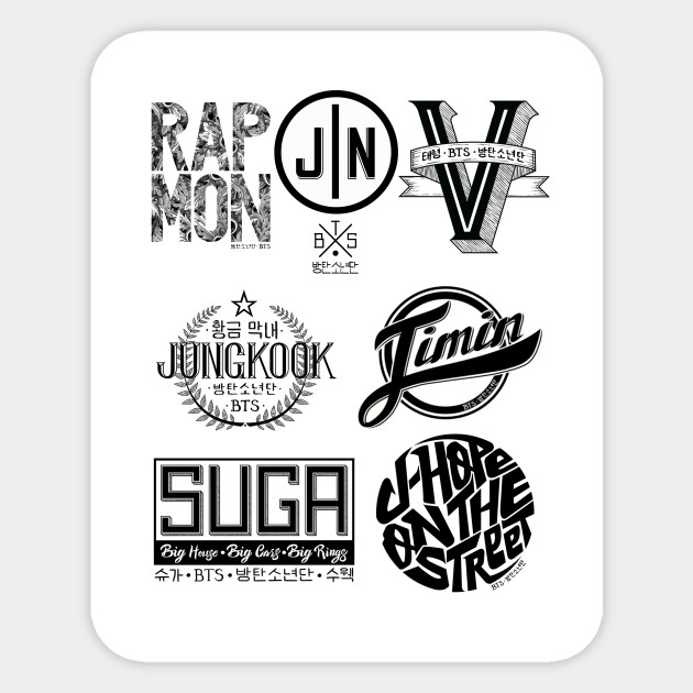 bts members logo bts sticker teepublic