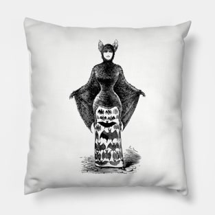 Girl in Victorian Era Bat Costume Pillow