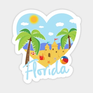 Florida Love Heart Shaped Beach Vacation Scene Magnet