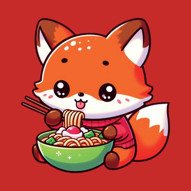 Fox eating ramen by blue-koala