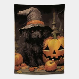 Black Dog Halloween Tapestry