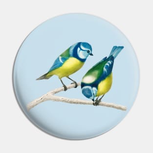 Vintage Eurasian blue tit bird-animalia clothing Pin