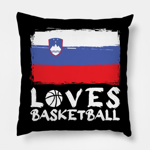 Slovenia Loves Basketball Pillow by Arestration