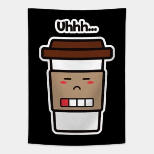 Uhhh... | Coffee Cup | Charging | Low Battery | Cute Kawaii | Black Tapestry