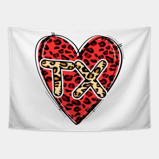 Love TEXAS Leopard Heart TX Tapestry