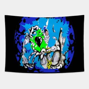 Weird Demon Girl Blue Tapestry