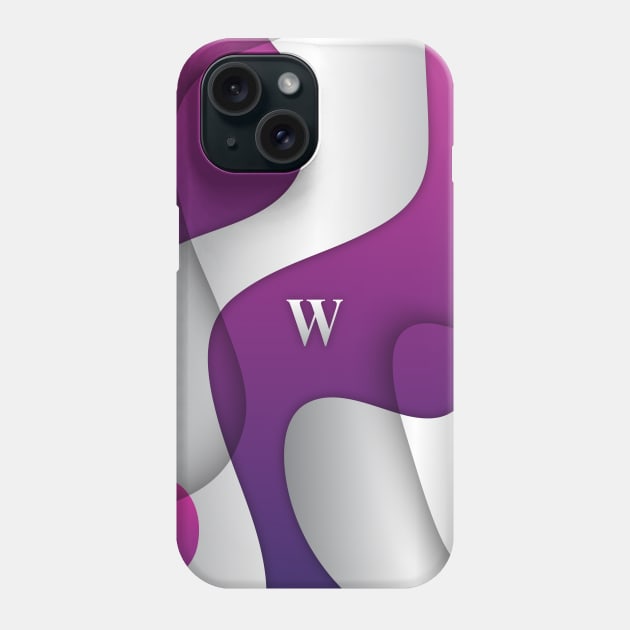 Personalized W Letter on Purple & White Gradient, Awesome Gift Idea, iPhone Case Phone Case by PRINTPOSE