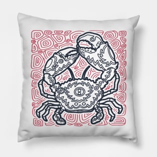 Stone Crab Ink Art Tattoo Retro Red And Black Pillow