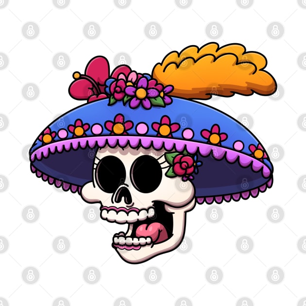 Day Of The Dead Mexican Catrina Skull by TheMaskedTooner