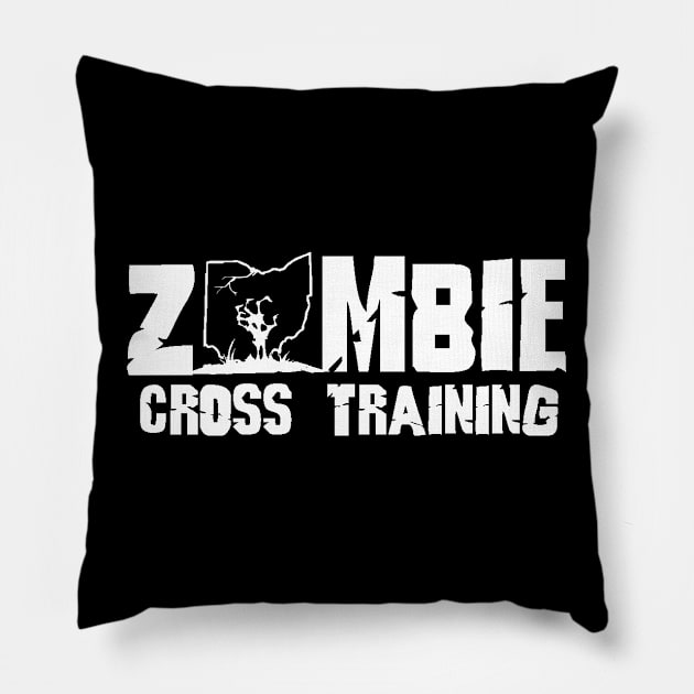 Zombie Ohio White Pillow by ZombieCrossTraining