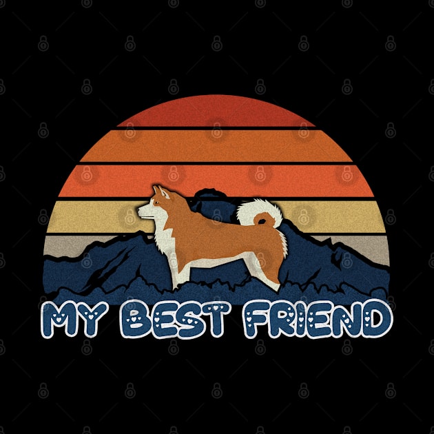 My Best Friend Akita Inu Striped Sunset Mountain Background Design - Gift for Akita Inu Lovers by HarrietsDogGifts