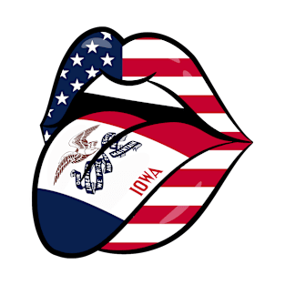 Iowa American Flag Mouth T-Shirt