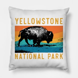 Vintage Yellowstone National Park Gifts Usa Bison Buffalo Pillow