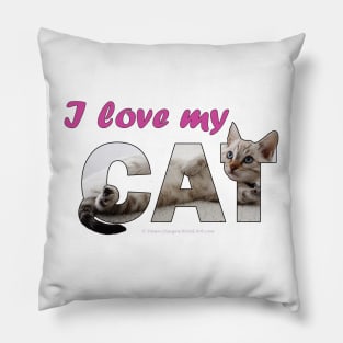 I love my cat - silver tabby oil painting word art Pillow