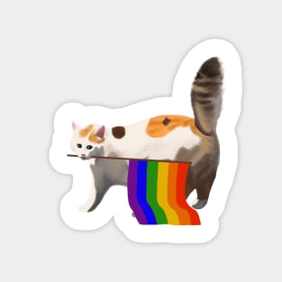 Rainbow Flag Gay Pride Cat LGBT Queer Community Support Magnet