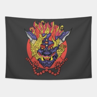 Hannya oriental Oni demon head Tapestry