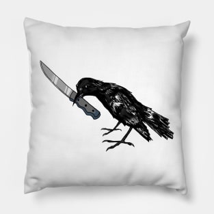 Crow with Knife Pillow