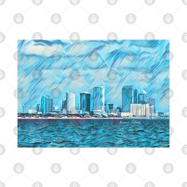 Tampa Skyline, Tampa Skirt, Top, Mugs, Scarf, Tampa Bay, Tampa Water View, Tampa Skyline Art, Tampa Pillow, Floor Pillow, Duvet Cover, Tote Bag by roxanegabriel