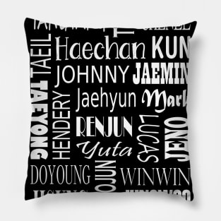 NCT MEMBERS NAMES COLLAGE WHITE Pillow