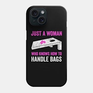 Just A Woman Who Handles Bags Funny Cornhole Women Phone Case