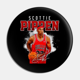 Scottie Pippen Basketball Legend Signature Vintage Retro 80s 90s Bootleg Rap Style Pin