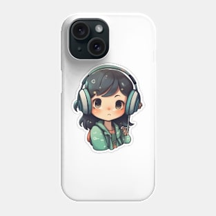 Cute headphone anime girl Phone Case