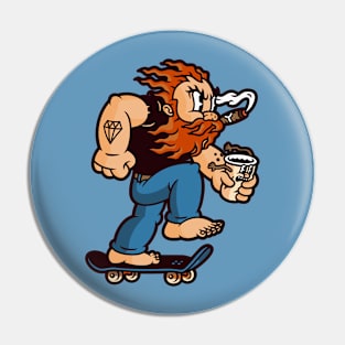 Retro Gingerbeard Man on Skateboard Pin