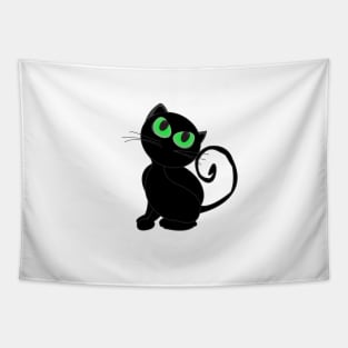 Glowing in the dark  black cat Halloween design Tapestry