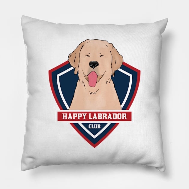 Happy Labrador Club Pillow by Issacart
