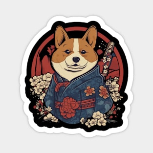 Chubby Corgi Samurai Magnet