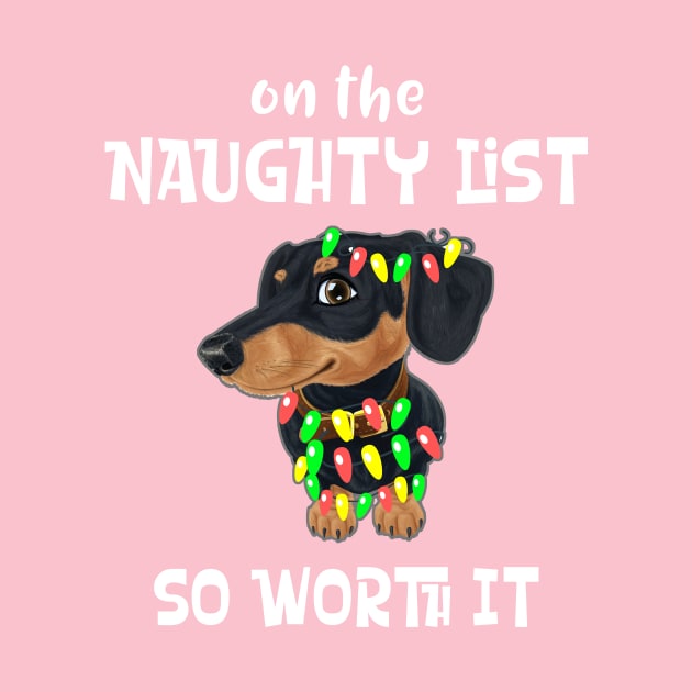 Dachshund Naughty List Christmas Tree Lights Wiener by Antzyzzz