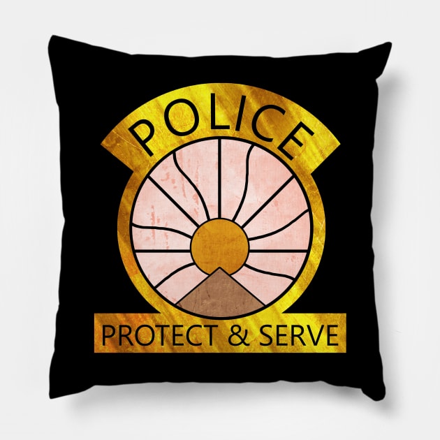 Paradise Police Pillow by Meca-artwork