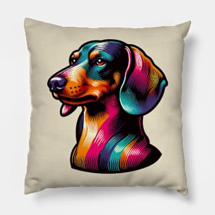 Retro, Vintage Dachshund Dog Profile Pillow