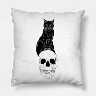 Halloween Design - Cat with Skull & Jaw Pillow