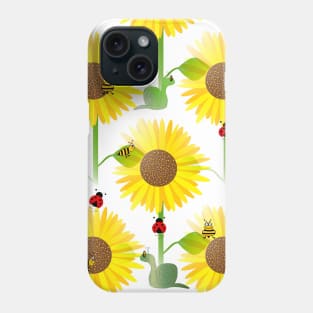 YELLOW Sunflowers Blooming And Cute Ladybugs Phone Case