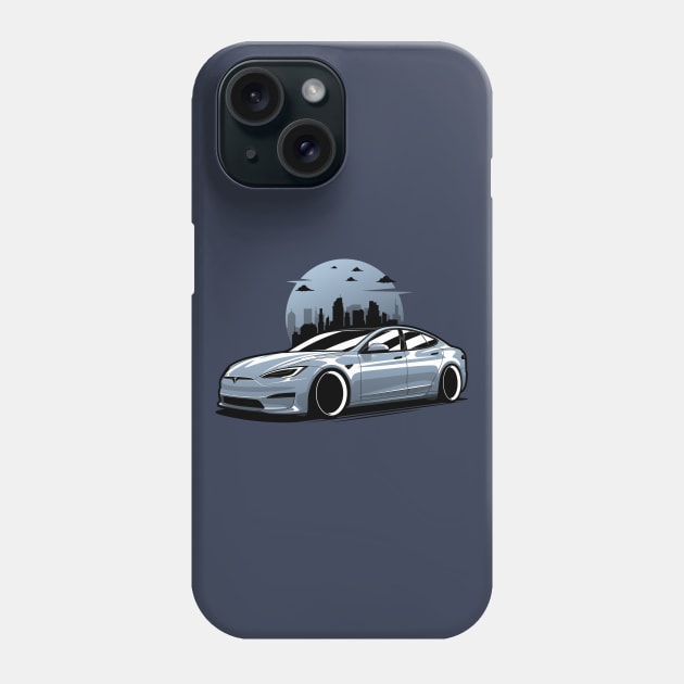 Silver Tesla Model S Plaid Phone Case by KaroCars