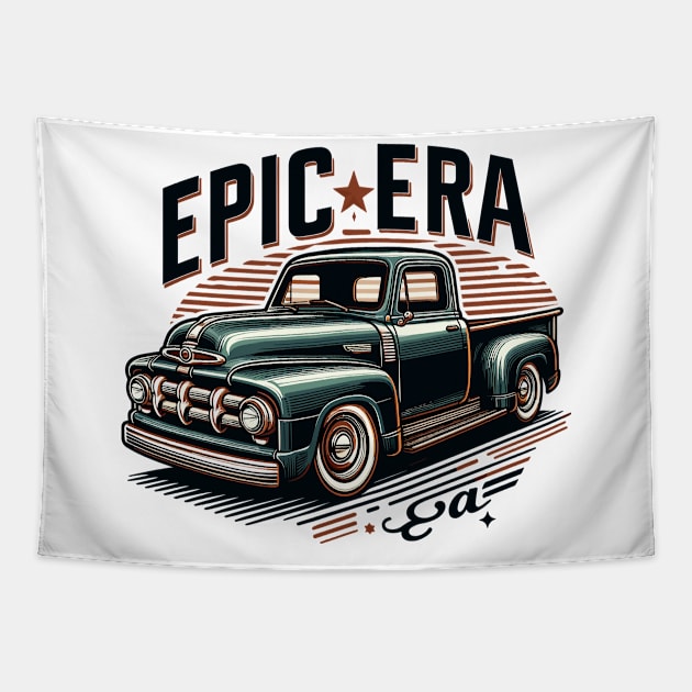 Classic vintage pickup truck, Epic Era Tapestry by Vehicles-Art